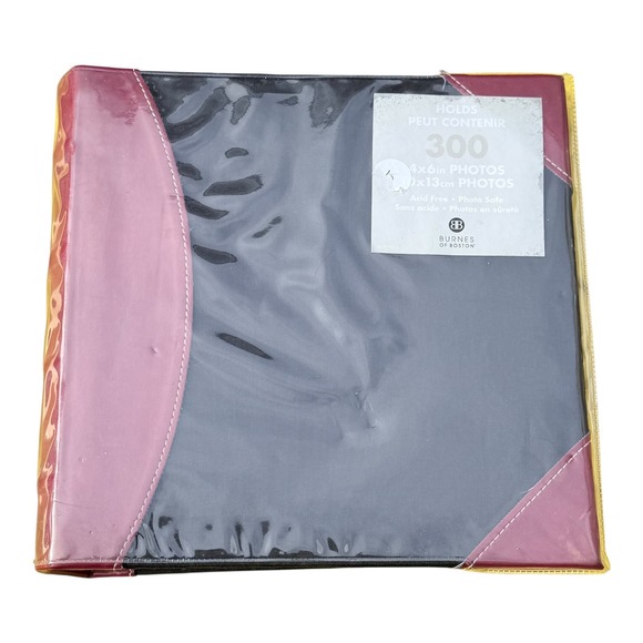 Burnes Of Boston Other - Photo Album Black Burgundy Faux Leather 300 Capacity 4x6 Acid Free